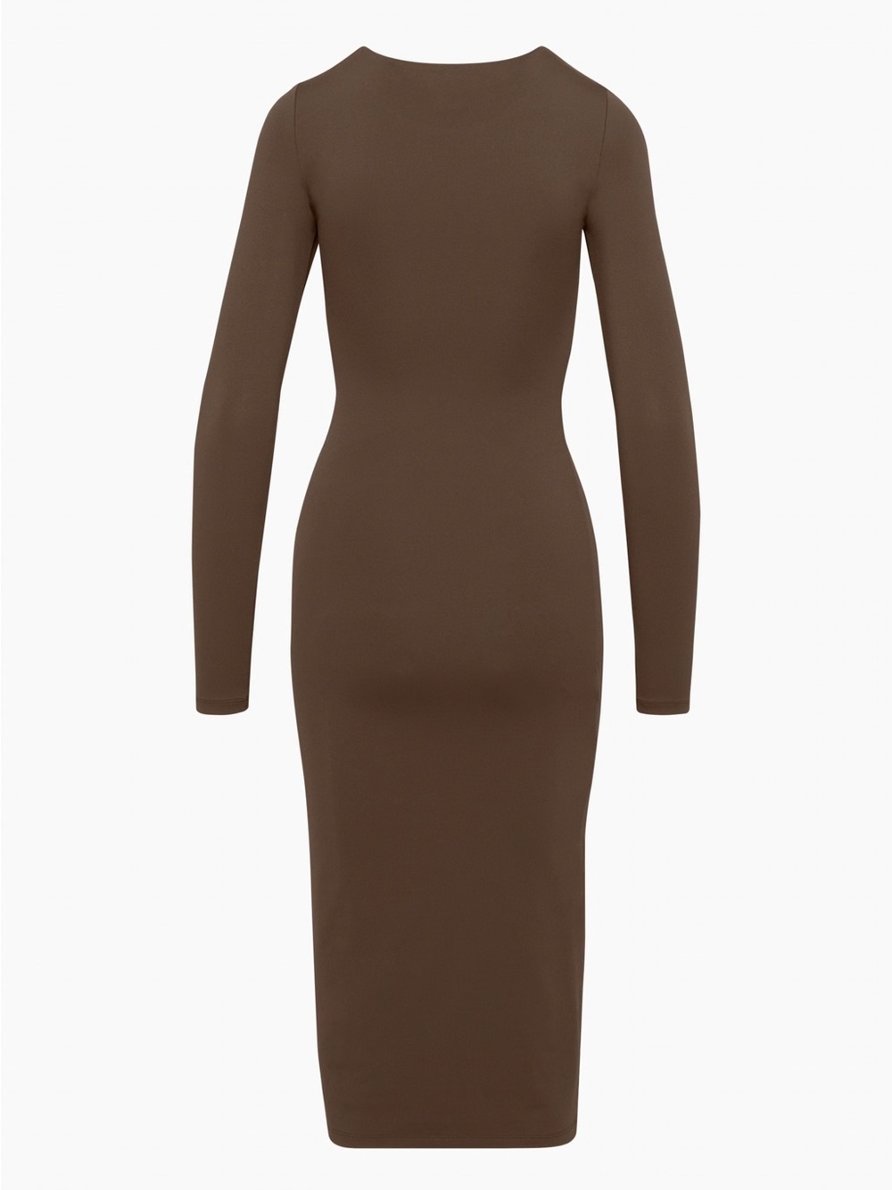 Aritzia Babaton Brown Long-Sleeve Fitted Midi Dress